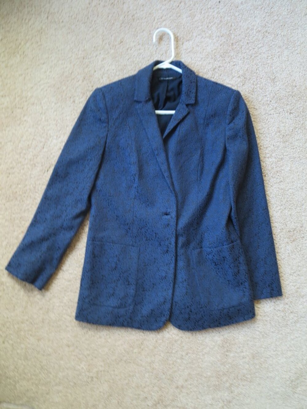 T Tahari Navy Blue Floral Pattern Women's Lined Blazer Size 8